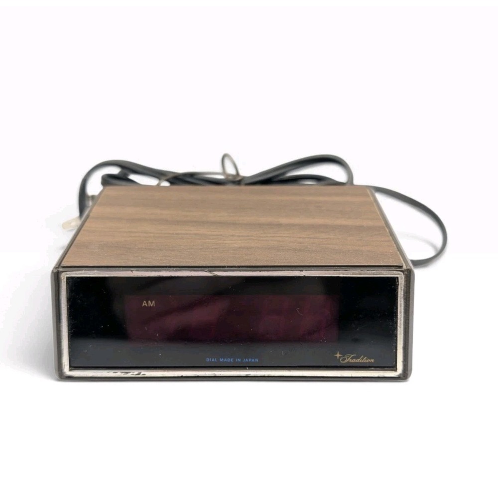 Vintage Sears Tradition LED Alarm Clock • Woodgrain • 47114B • Tested Working
